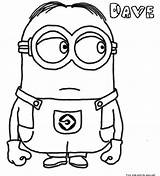 Print Coloring Minion Despicable Dave Pages sketch template