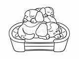 Bed Dog Coloring Cartoon Sleeping Kids Puppies Vector Illustration Each Cute Book Other Top sketch template