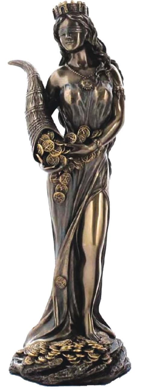 tyche greek goddess  luck fortuna statue  greek roman mythology sculpture bronze art
