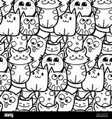 Doodle Gatti Gattini Stampe Kittens Cuccioli Libri Gatto Stampare Alamy sketch template