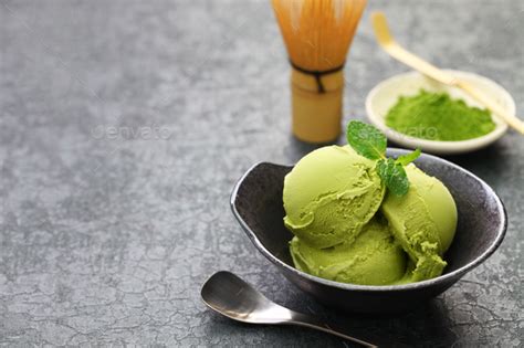 Homemade Matcha Green Tea Ice Cream Japanese Dessert