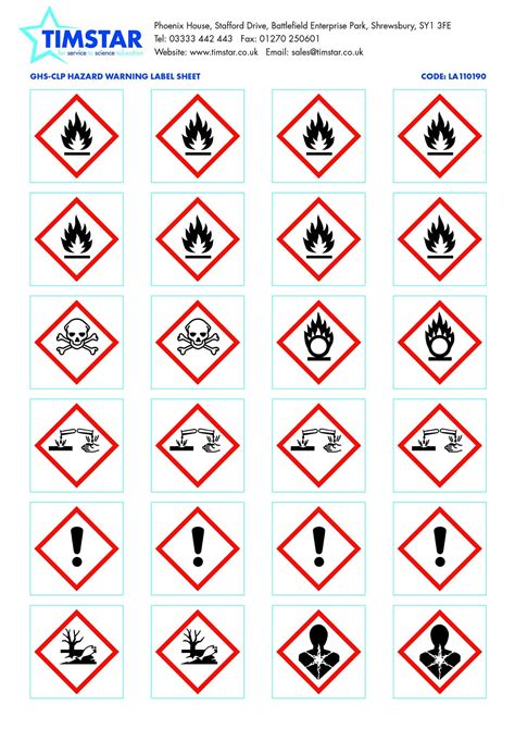 ghs clp hazard warning labels sheet