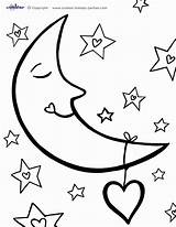 Coloring Moon Pages Printable Stars Popular sketch template