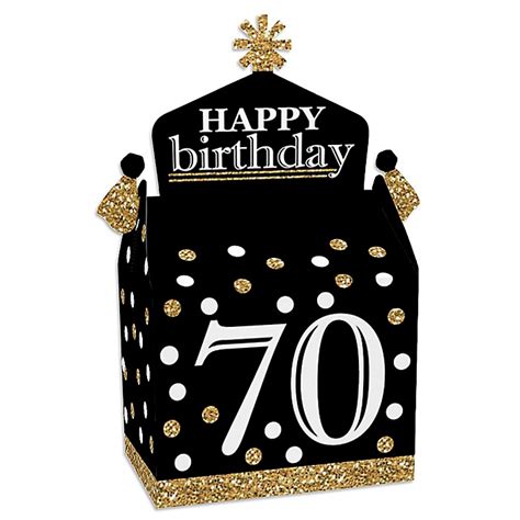 adult 70th birthday gold treat box party favors birthday party goodie gable boxes set of