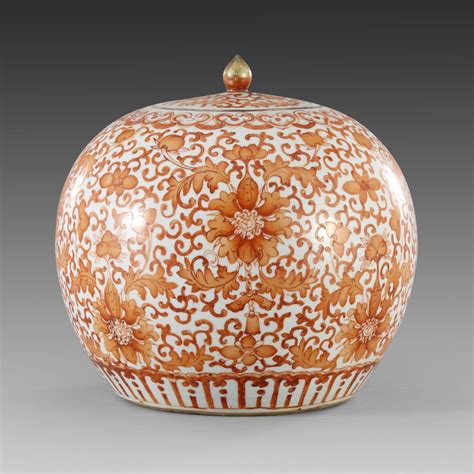 iron red ginger jar  cover qing dynasty china compras