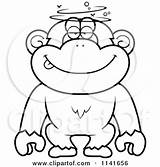 Chimpanzee Drunk Dumb Clipart Cartoon Thoman Cory Outlined Coloring Vector sketch template