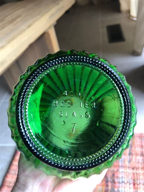 Vintage Hoosier Glass Green Vases Etsy