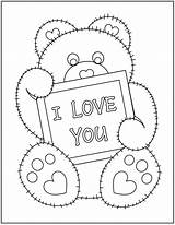 Coloring Valentines Pages Teddy Valentine Printable Bears Printables Bear Sheets sketch template
