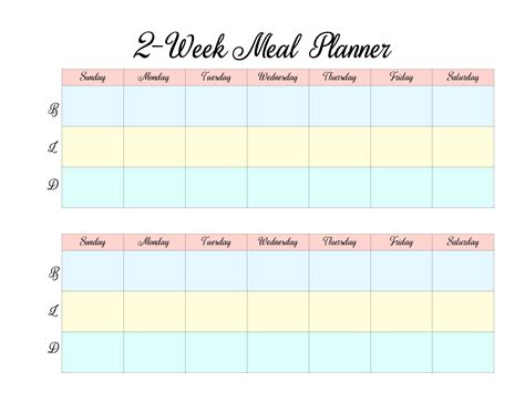printable  week meal planners  designs