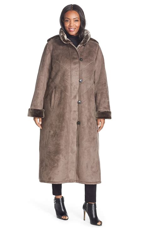 gallery hooded long faux shearling coat  size nordstrom