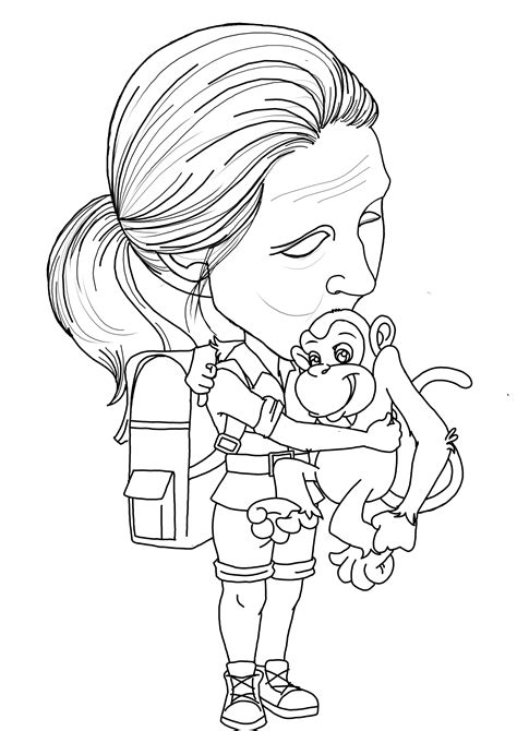 jane goodall coloring page coloring pages