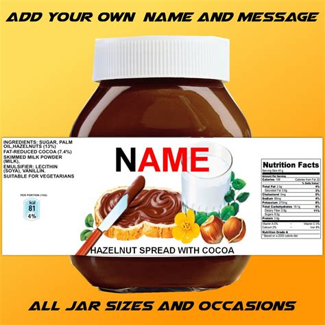 buy custom nutella labels personalise    message  perfect