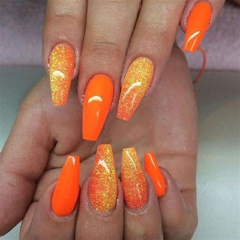 Beautiful Orange Nails Orange Nail Art Orange Nails Orange Acrylic