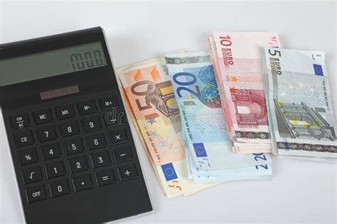 euro banknotes calculator  euro stock photo image  companies cash
