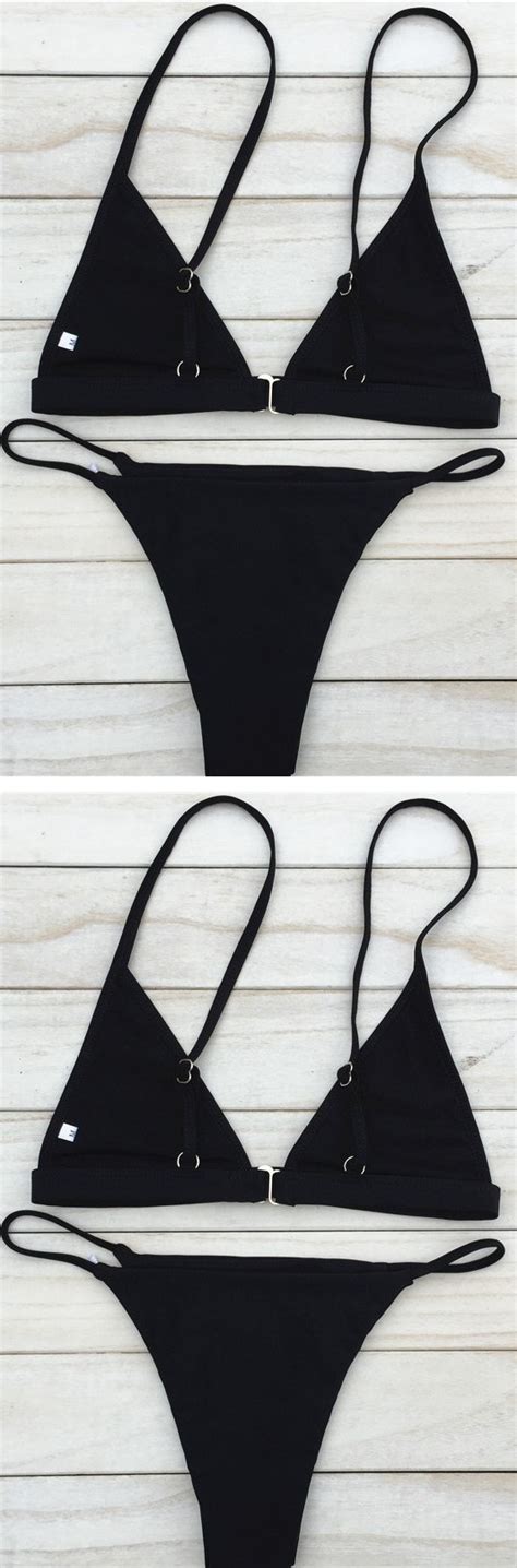 Captivating Black Triangle Bikini Set Bikinis Tan Through Bikini Hot