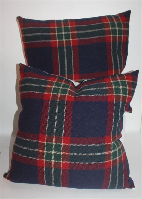 collection of four plaid blanket pillows 4 for sale at