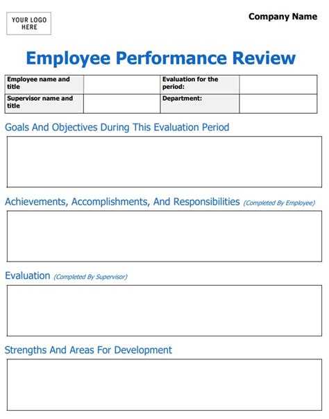 perfect employee evaluation form templates