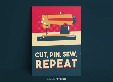 sewing machine shiny retro poster design vector