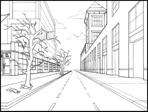 cityscape perspective drawing  getdrawings