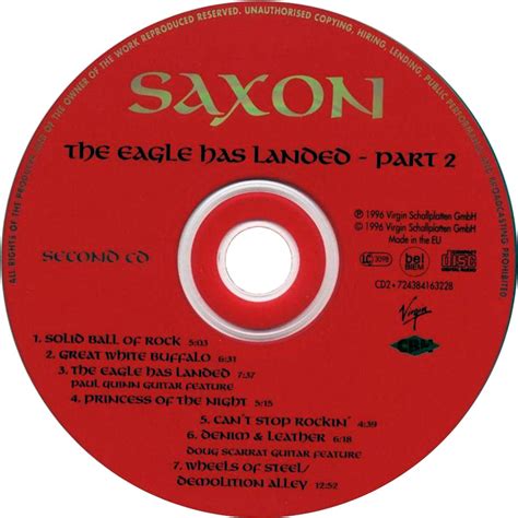 carátula cd2 de saxon the eagle has landed part 2 portada