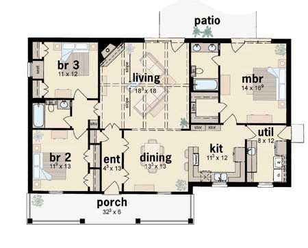 ranch style house plan    bed  bath floor plans ranch ranch style house plans