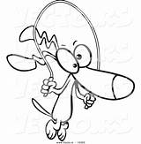 Rope Dog Cartoon Outline Jump Coloring Jumping sketch template