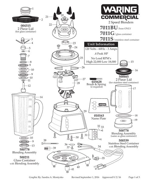 waring  single speed food blender parts diagram manualzz