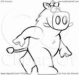 Upright Boar Walking Clipart Cartoon Outlined Coloring Vector Thoman Cory Royalty sketch template
