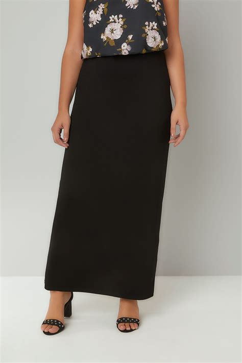 black jersey maxi tube skirt  elasticated waistband  size