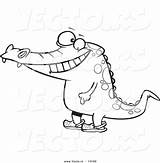 Crocs Crocodile Outlined Feet Upright Toonaday Vecto sketch template