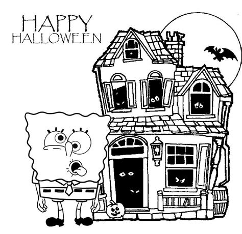 spongebob dvd ghouls fools  halloween coloring page spongebob