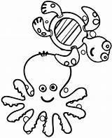 Octopus Tortoise Crafter Coloringfolder sketch template