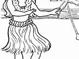 Hula Girl Coloring Getdrawings Dancing sketch template