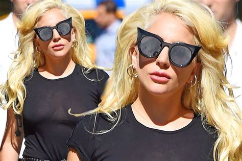 lady gaga shows off her nipples after going out bra less