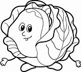 Vegetables Coloring Pages Kids Vegetable Clipart Printable Fruit Cabbage sketch template