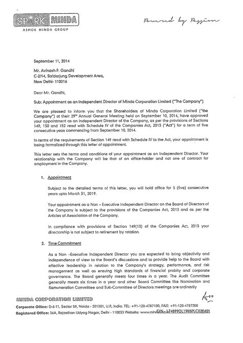 business development director appointment letter templates