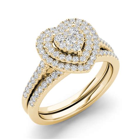 diamonddeal  solid yellow gold women  carat ctw diamond bridal heart shape engagement