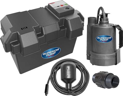 superior pump  powered battery   sump pump  tethered switch  dc sump pumps