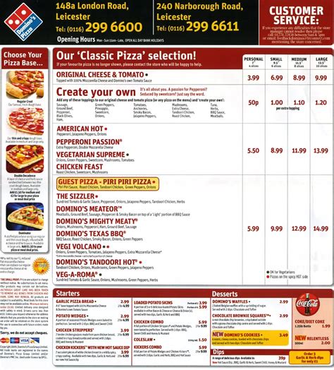 images  dominos printable menu dominos pizza menu