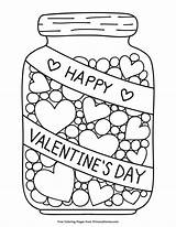 Coloring Printable Valentines Valentine Pages Hearts Sheets Jar Adult Kids Candy Primarygames sketch template
