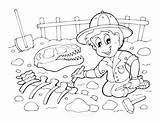 Digging Paleontologist Fossil sketch template