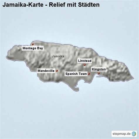 stepmap landkarte jamaika relief mit staedten landkarte fuer jamaika