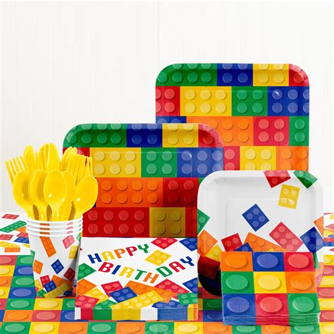 building blocks birthday party supplies kit serves  guests walmartcom