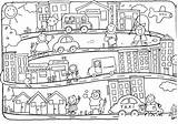 Paisaje Fichas Imagui Localidad Paisajes Urbanos Sociales Pueblos Infantiles Primaria Truck Comprehension Childrencoloring Barrio Helpers sketch template