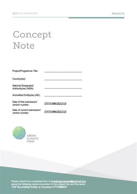 concept note template green climate fund