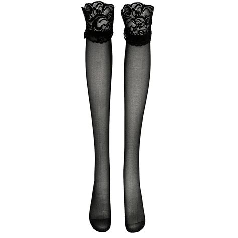 Pair Of Stylish Sexy Solid Color Lace Design Stockings For Women In