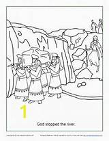 Coloring River Joshua Pages God Bible Jordan Crossing Stopped Printable Sunday School Kids Color Children Activity Sheets Israel Activities People sketch template