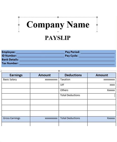 salary slip templates  ms word excel formats samples forms payroll template invoice