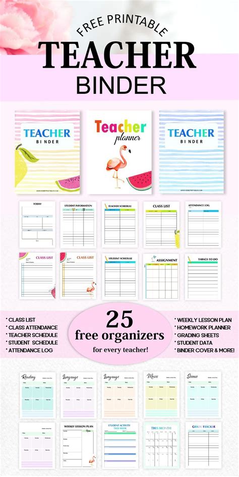 printable teacher binder teacher planner   planner