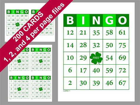 st patricks day bingo cards  cards prints    etsy